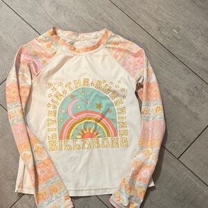 Billabong Kids' Cream and Pastel Long Sun shirt with bikini bottoms